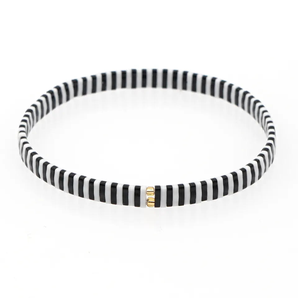 Black/White  - Tila Beaded Bracelet