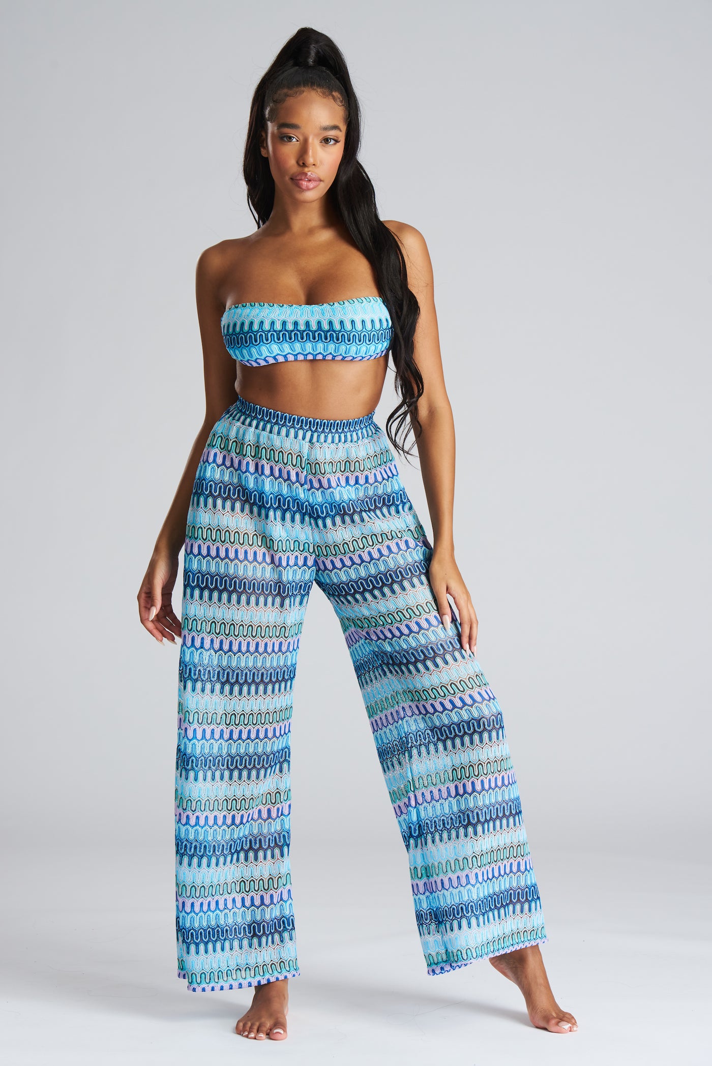 South Beach Crochet Beach/Holiday Trousers - Pink Waters 