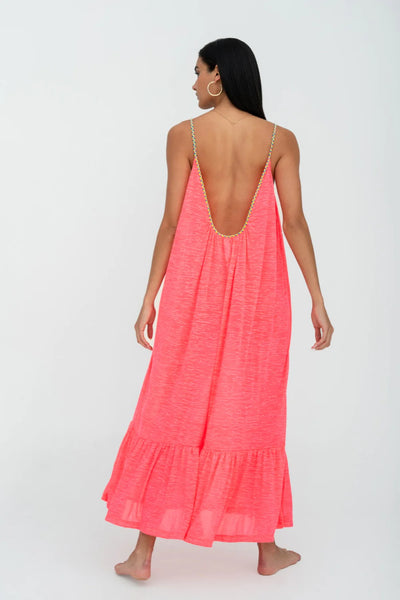 Pitusa Braided Low Back Sun Dress - Hot Pink - Pink Waters 