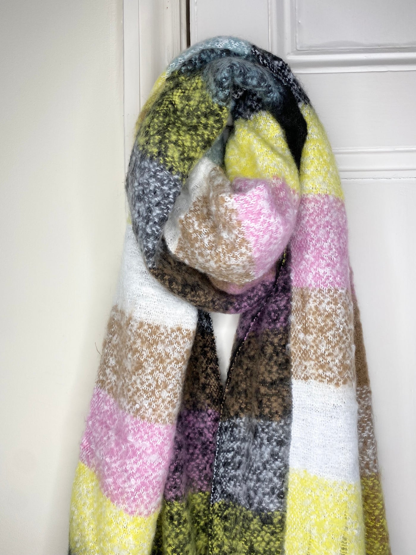 Chunky Knit Scarf - Yellow/Lilac - Pink Waters 