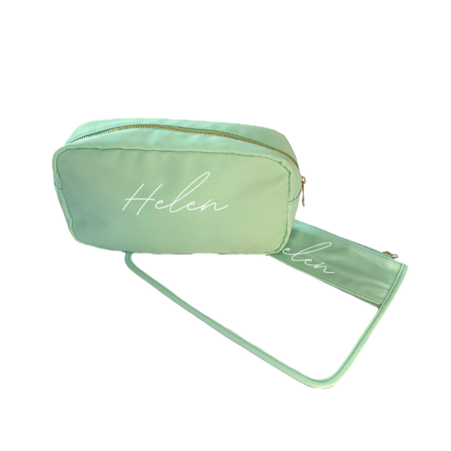 Personalised Makeup Bags/Travel Set Mint Pink Waters