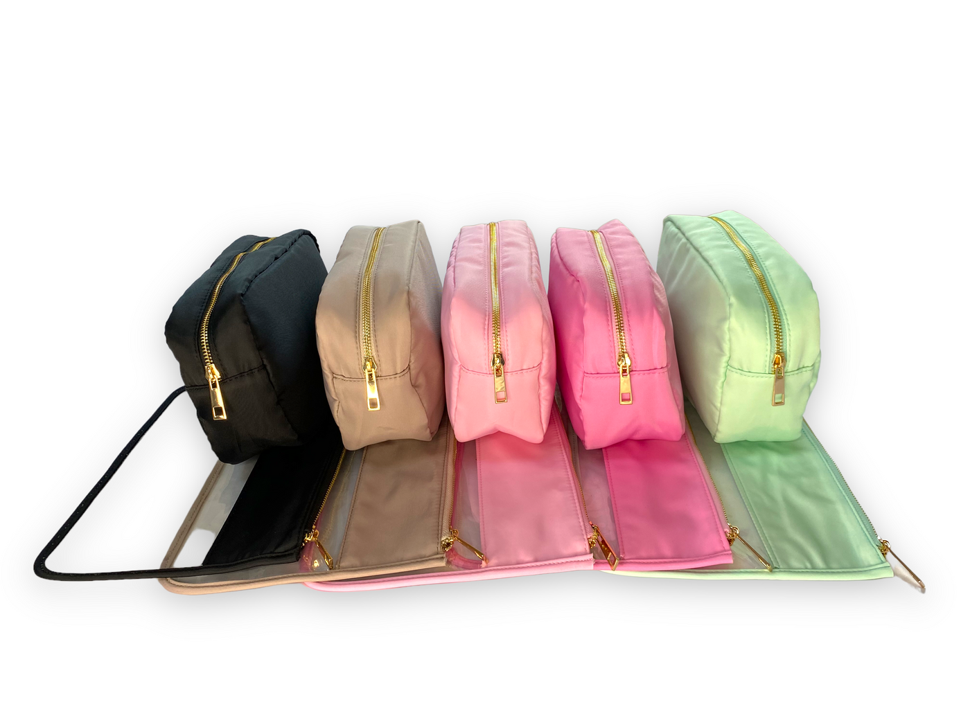 Personalised Makeup Bags/Travel Set - Beige - Pink Waters 