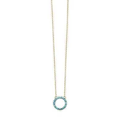 Magnesite Gold Circle Necklace - Pink Waters 