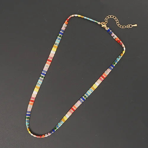 Necklace - Multi Coloured Tila Beads - Pink Waters 