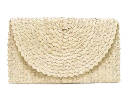 BALI Natural Woven Clutch - Pink Waters 