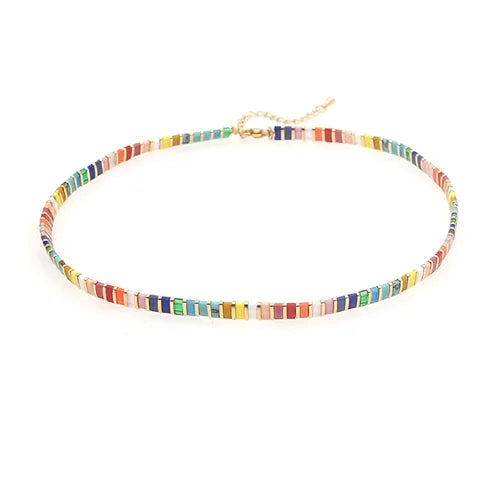 Necklace - Multi Coloured Tila Beads - Pink Waters 