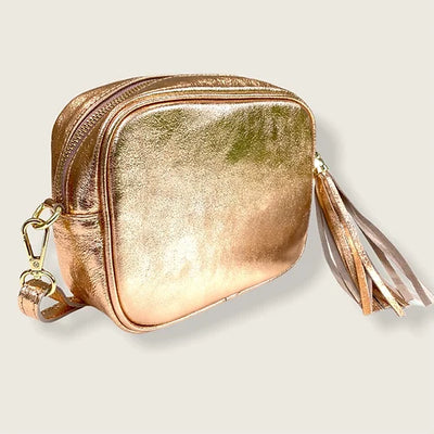 The 'Stella' Leather Crossbody - Rose Gold - Pink Waters 