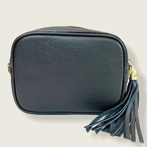 The 'Stella' Leather Crossbody - Black - Pink Waters 