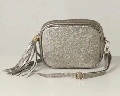 The 'Stella' Leather Crossbody - Pewter - Pink Waters 