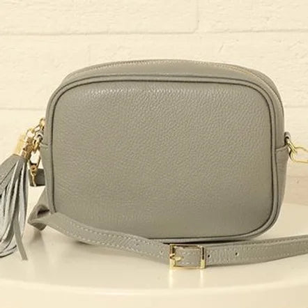 The 'Stella' Leather Crossbody - Grey - Pink Waters 