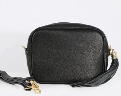 The 'Stella' Leather Crossbody - Black - Pink Waters 