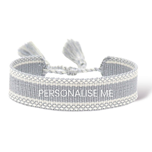 Personalised Friendship Bracelet - Grey - Pink Waters 