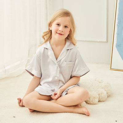 Children's Pyjama Set 'Portia' Silver Grey - Pink Waters 