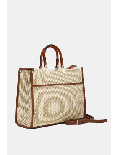 Rome Tote with Bamboo style top handle. - Pink Waters 