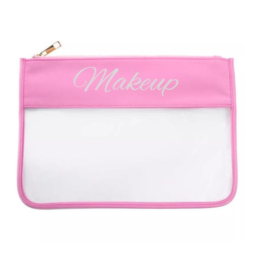 Clear Make up Cosmetic Toiletry Bags Waterproof Transparent PVC Bag Cosmetic. Various Colours - Pink Waters 