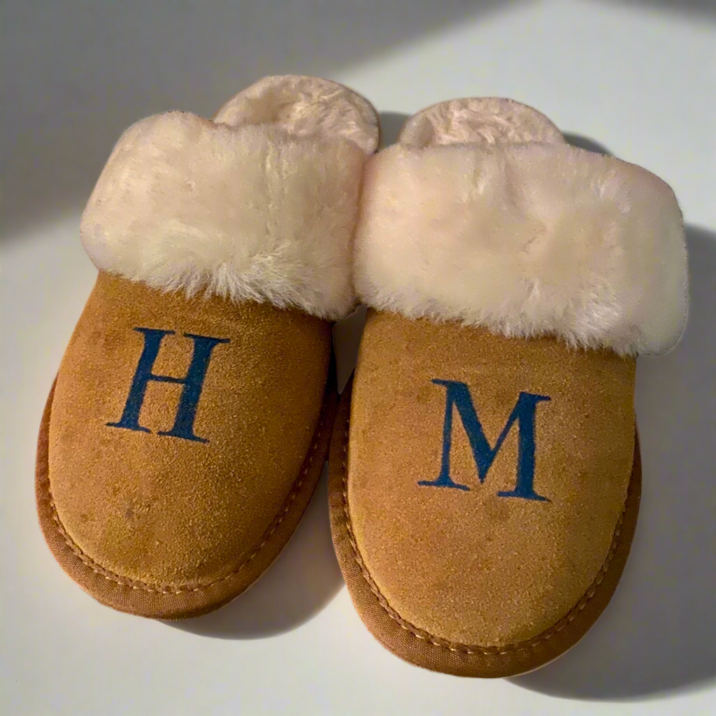 Personalised  Sheepskin Mule Slippers - Chestnut