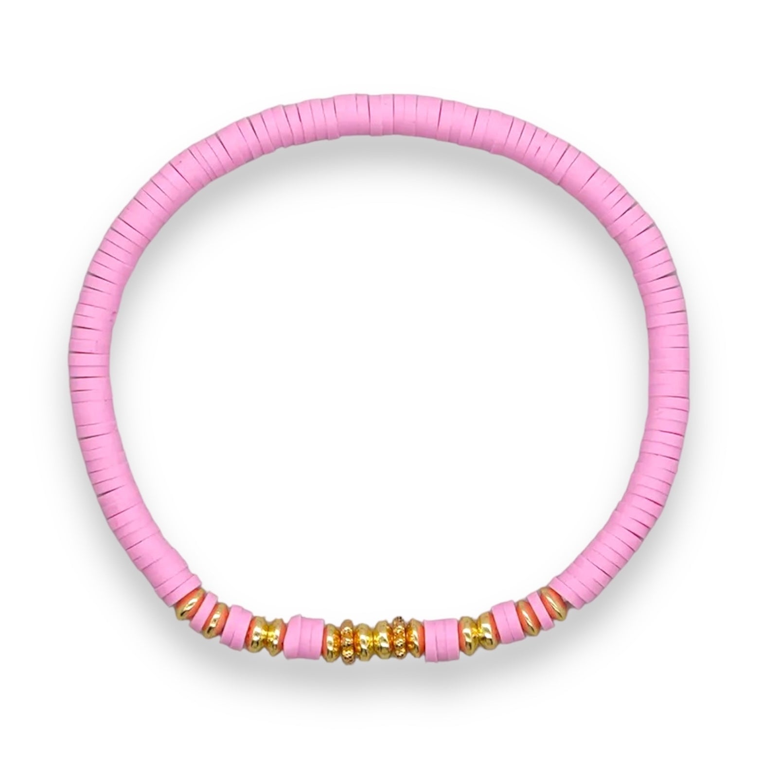 ‘Chora’ Heishi Bracelet with Gold Plated Beads - Pink-Pink Waters 