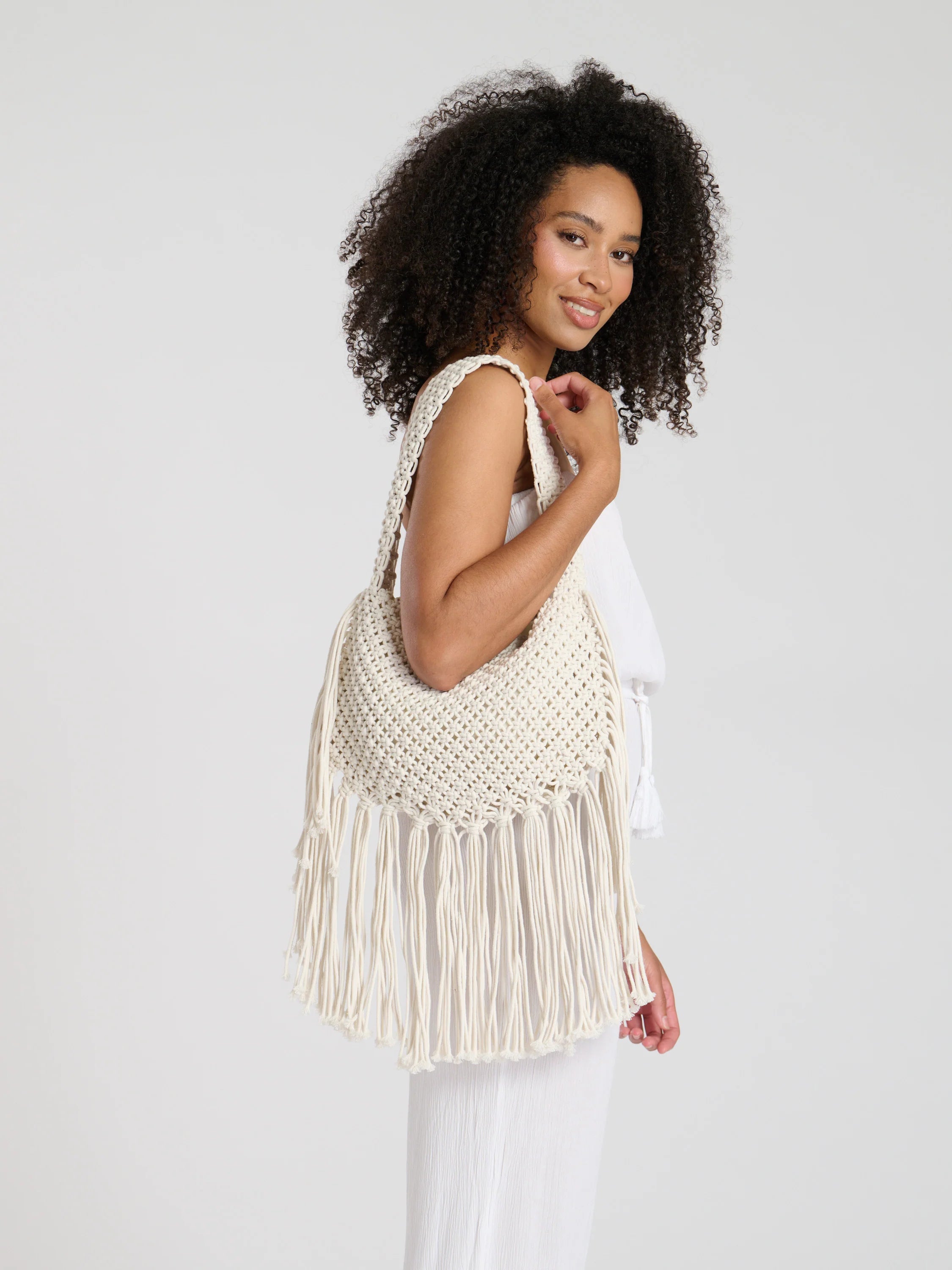 Fringed Crochet Bag-Pink Waters 
