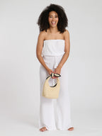 Beige Mini Clutch Bag With Bow Tie-Pink Waters 