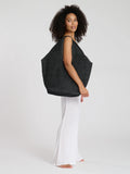 Black Woven Oversized Shoulder Tote Bag-Pink Waters 