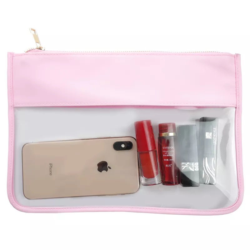 Clear Make up Cosmetic Toiletry Bags Waterproof Transparent PVC Bag Cosmetic. Various Colours-Pink Waters 