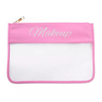 Clear Make up Cosmetic Toiletry Bags Waterproof Transparent PVC Bag Cosmetic. Various Colours-Pink Waters 