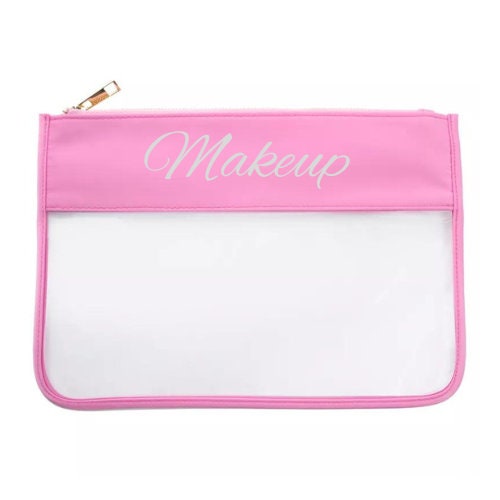 Clear Make up Cosmetic Toiletry Bags Waterproof Transparent PVC Bag Cosmetic. Various Colours-Pink Waters 