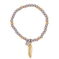 Crystal Leafy Beaded Bracelet - Gold/Silver-Pink Waters 