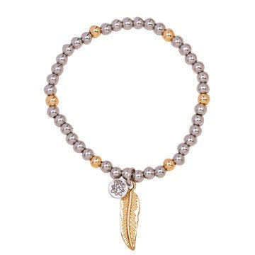 Crystal Leafy Beaded Bracelet - Gold/Silver-Pink Waters 