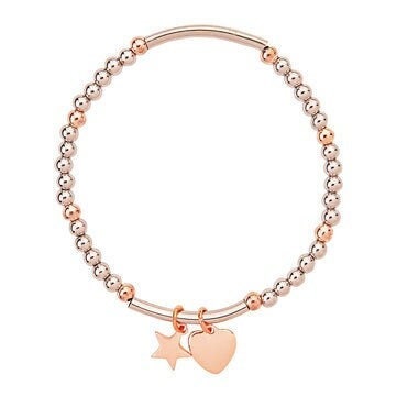 EMILY Heart/Star Beaded Bracelet - Rose Gold-Pink Waters 