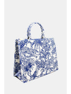 Blue Tiger print canvas tote bag-Pink Waters 