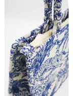 Blue Tiger print canvas tote bag-Pink Waters 