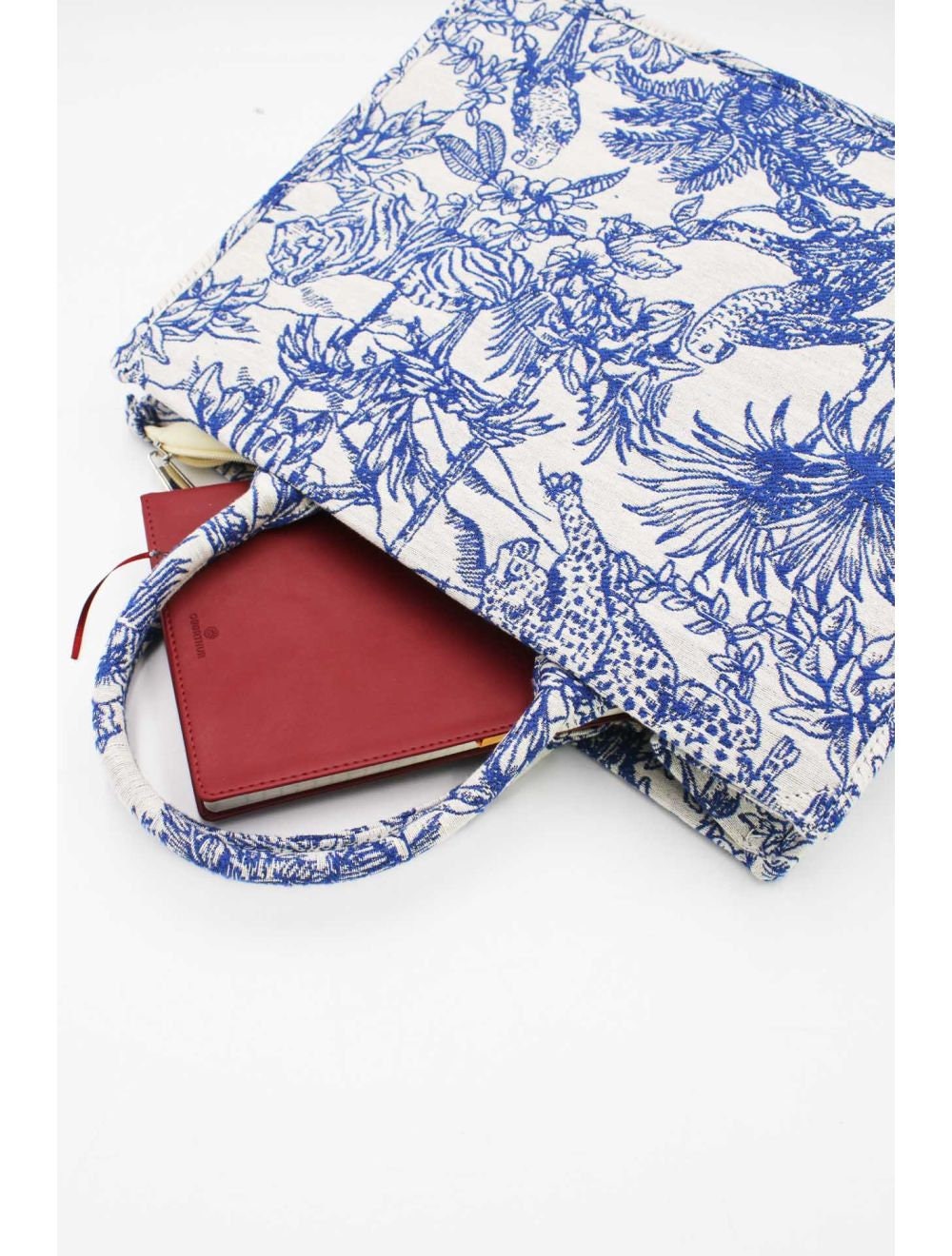 Blue Tiger print canvas tote bag-Pink Waters 