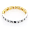 Enamel "FRIENDSHIP" TILE Bracelet White/Gold-Pink Waters 
