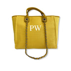 BYBLOS Yellow Personalised Canvas Tote (Large Letters)-Pink Waters 