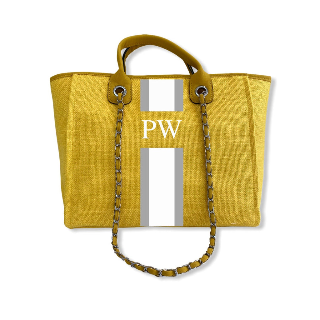 BYBLOS Yellow Personalised Canvas Tote-Pink Waters 