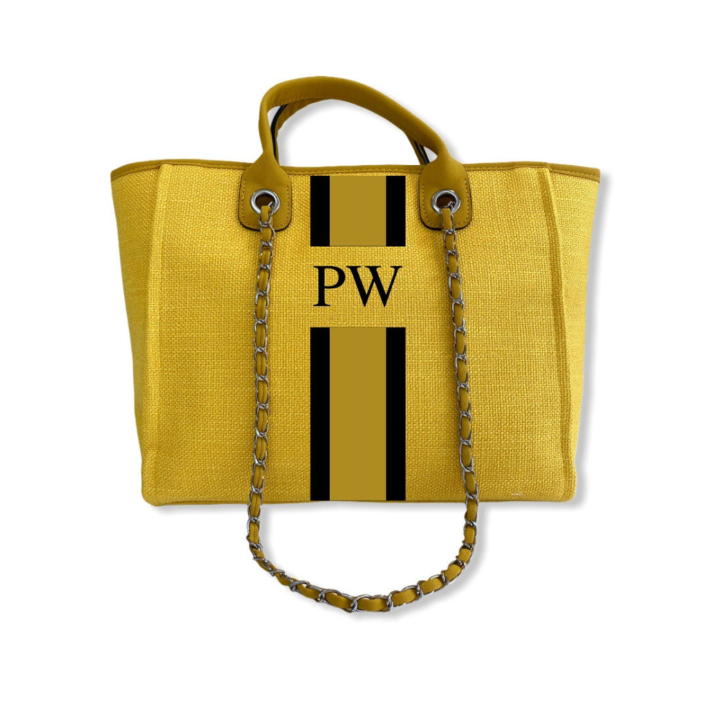 BYBLOS Yellow Personalised Canvas Tote-Pink Waters 