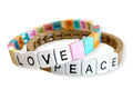 Enamel "Love" TILE Stacking Bracelet - Sage/Beige/Neutrals-Pink Waters 