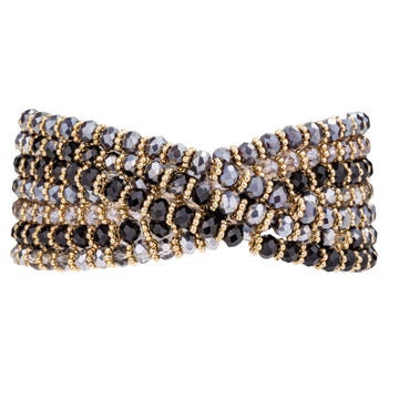 Multi Row Crystal Beaded Stacking Bracelet ( Various Colours)-Pink Waters 