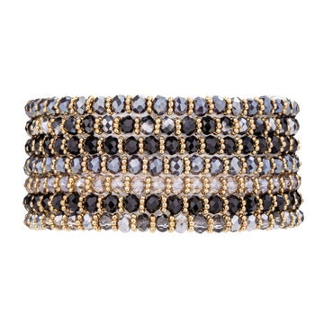 Multi Row Crystal Beaded Stacking Bracelet ( Various Colours)-Pink Waters 