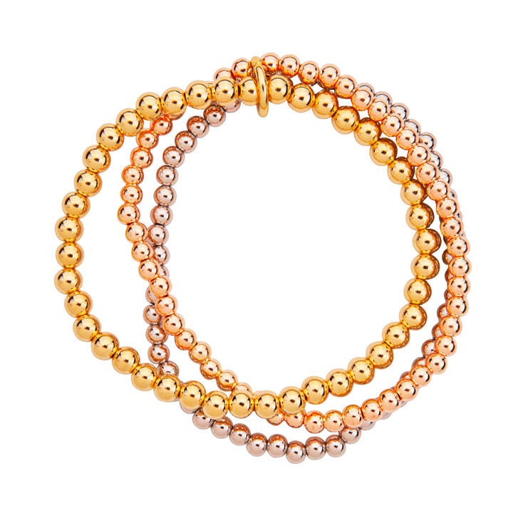 Bee Pendant Beaded Stacking Bracelet ( Various Stack Options)- Gold/Silver/Rose Gold-Pink Waters 