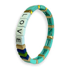 Enamel "LOVE" TILE Bracelet - Aqua-Pink Waters 