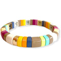 Enamel TILE Stacking Bracelet - Sage/Beige/Neutrals-Pink Waters 