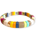 Enamel TILE Stacking Bracelet - Sage/Beige/Neutrals-Pink Waters 