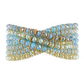 Multi Row Crystal Beaded Bracelet ( Various Colours)-Pink Waters 