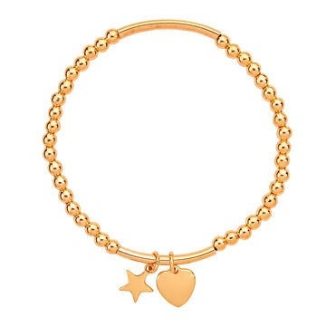 Heart & Star Beaded Layering Bracelet ( Various Stack Options)- Gold-Pink Waters 