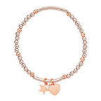 Crystal Heart Beaded Stacking Bracelet ( Various Stack Options)- Gold/Silver/Rose Gold-Pink Waters 