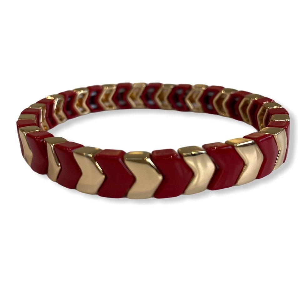 Enamel Chevron TILE Stacking Bracelet-Pink Waters 