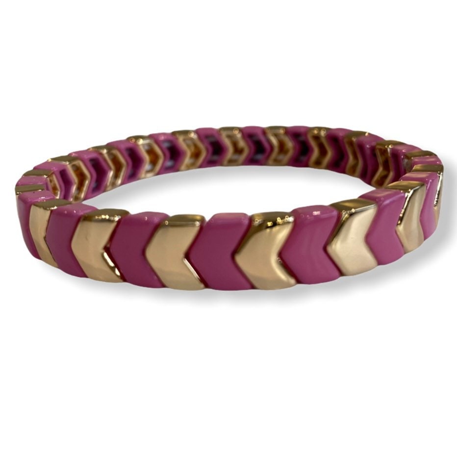 Enamel Chevron TILE Stacking Bracelet-Pink Waters 