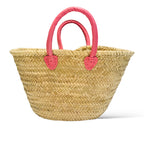 Pink Handle Straw Basket-Pink Waters 